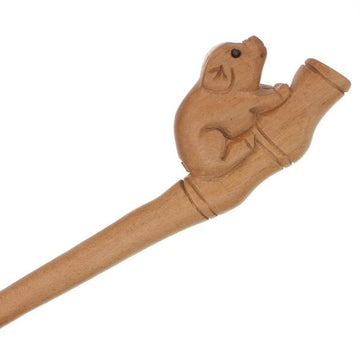 CrystalMood Handmade Carved Peachwood Chinese Zodiac Hair Stick 12 Pig